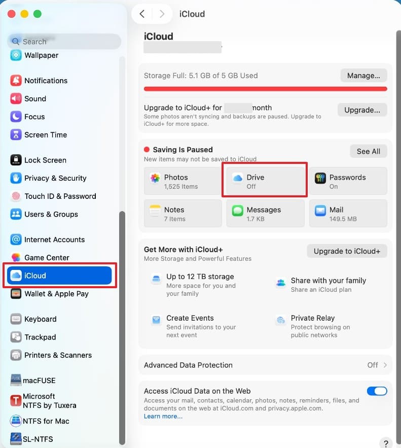 open icloud settings on mac