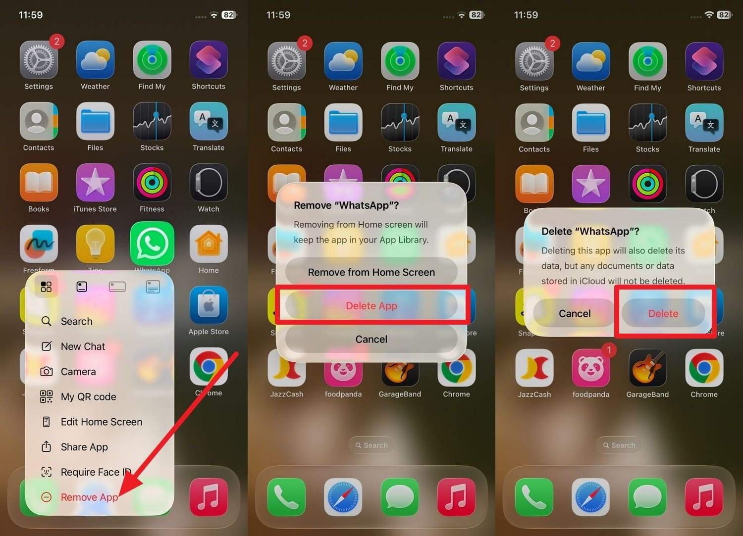 choose to delete the app