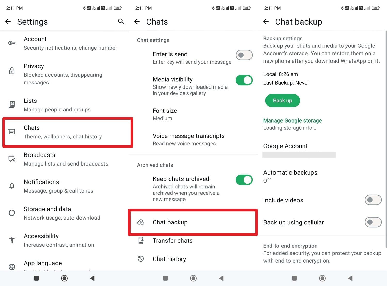 how to recover the whatsapp view once a photo after opening android