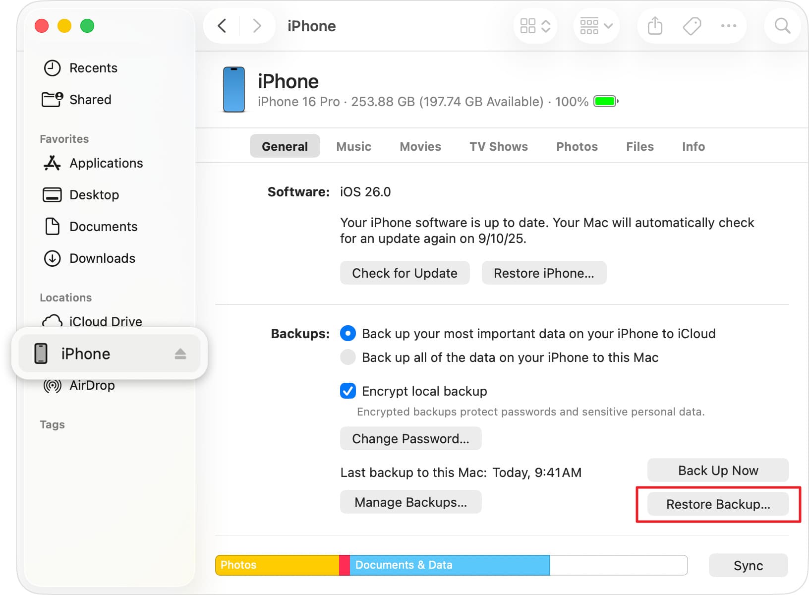 recover specific data from itunes backup