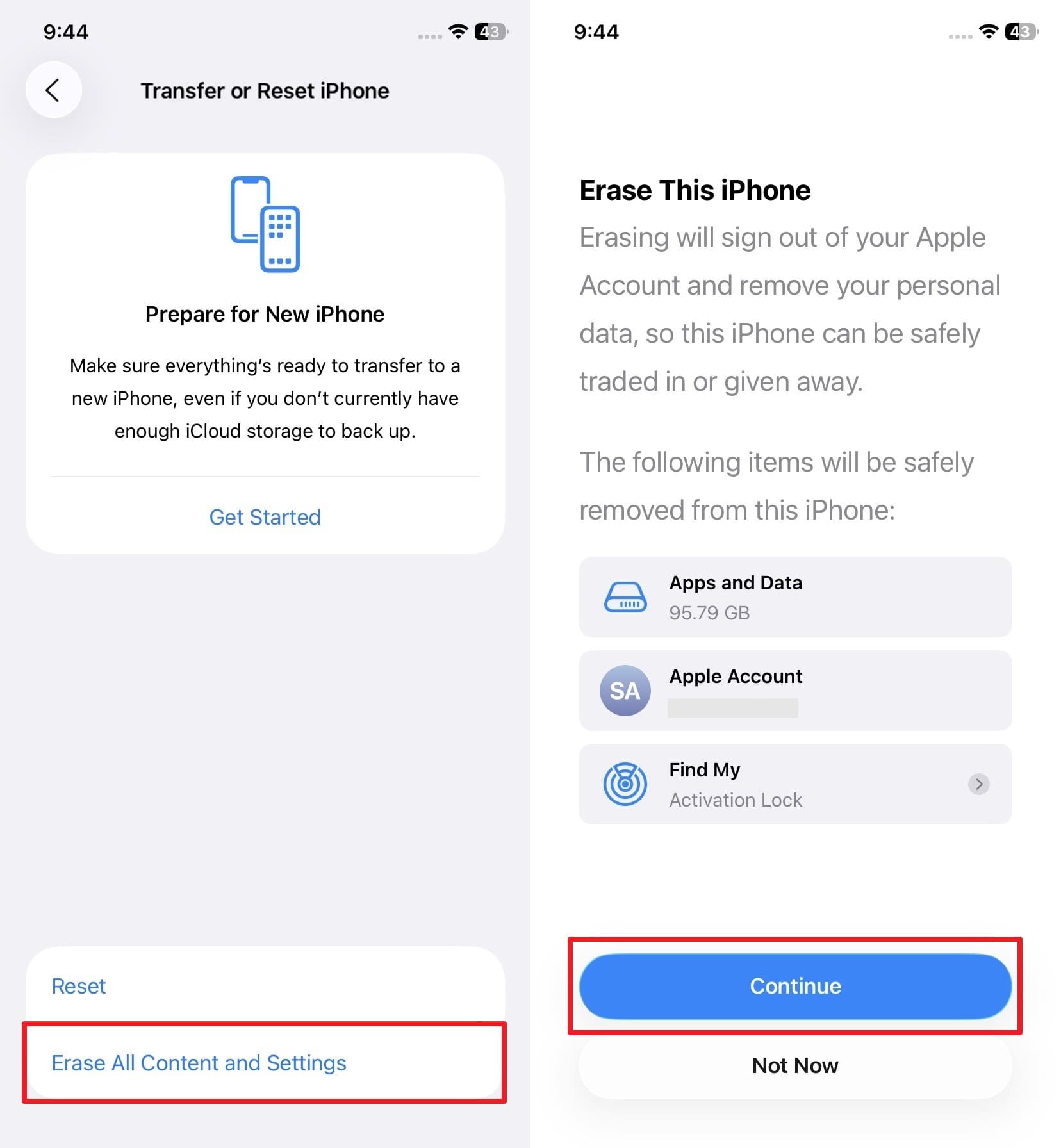 factory reset iphone