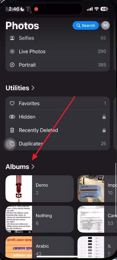 access albums on iphone