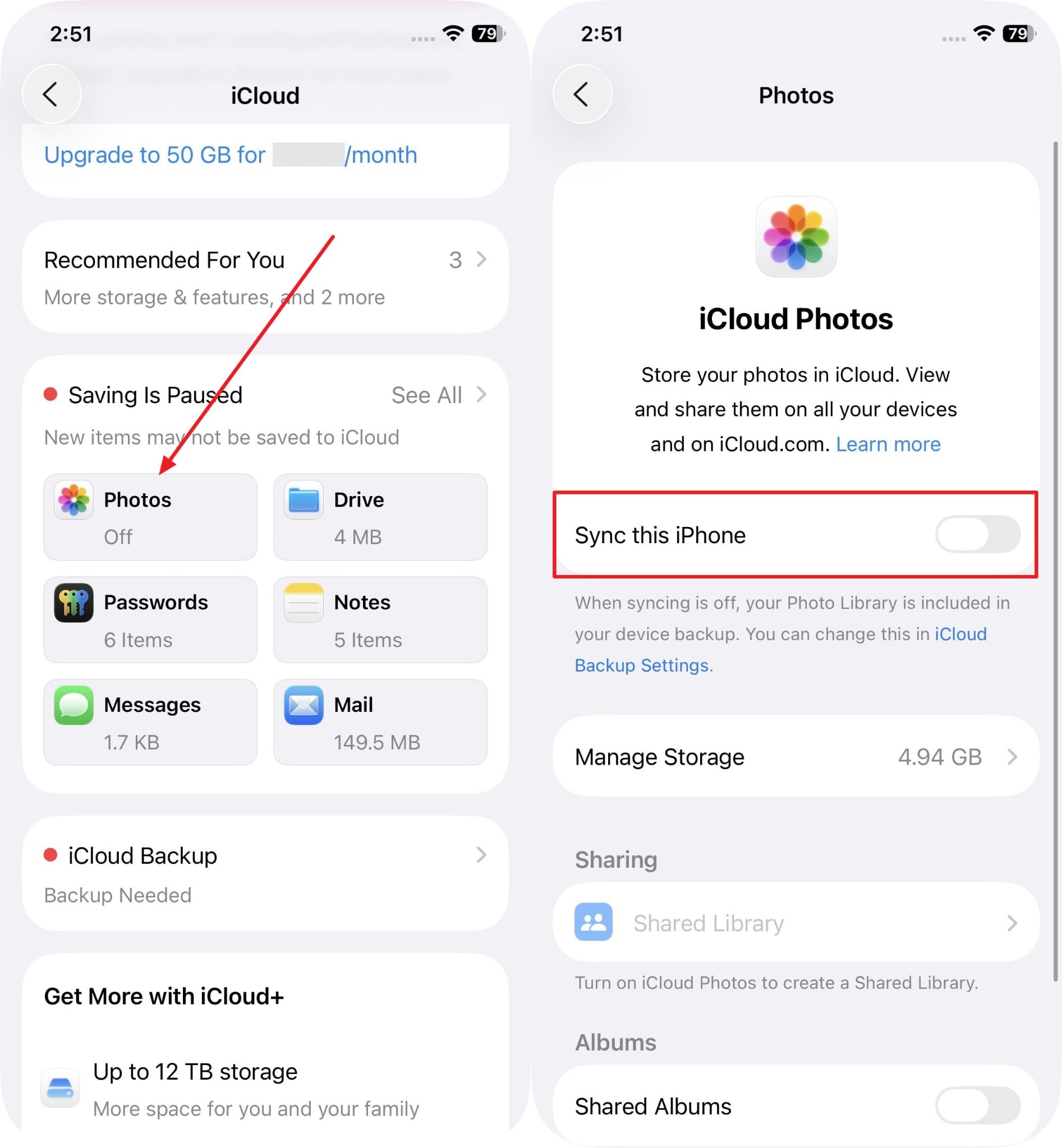 check sync this iphone for photos