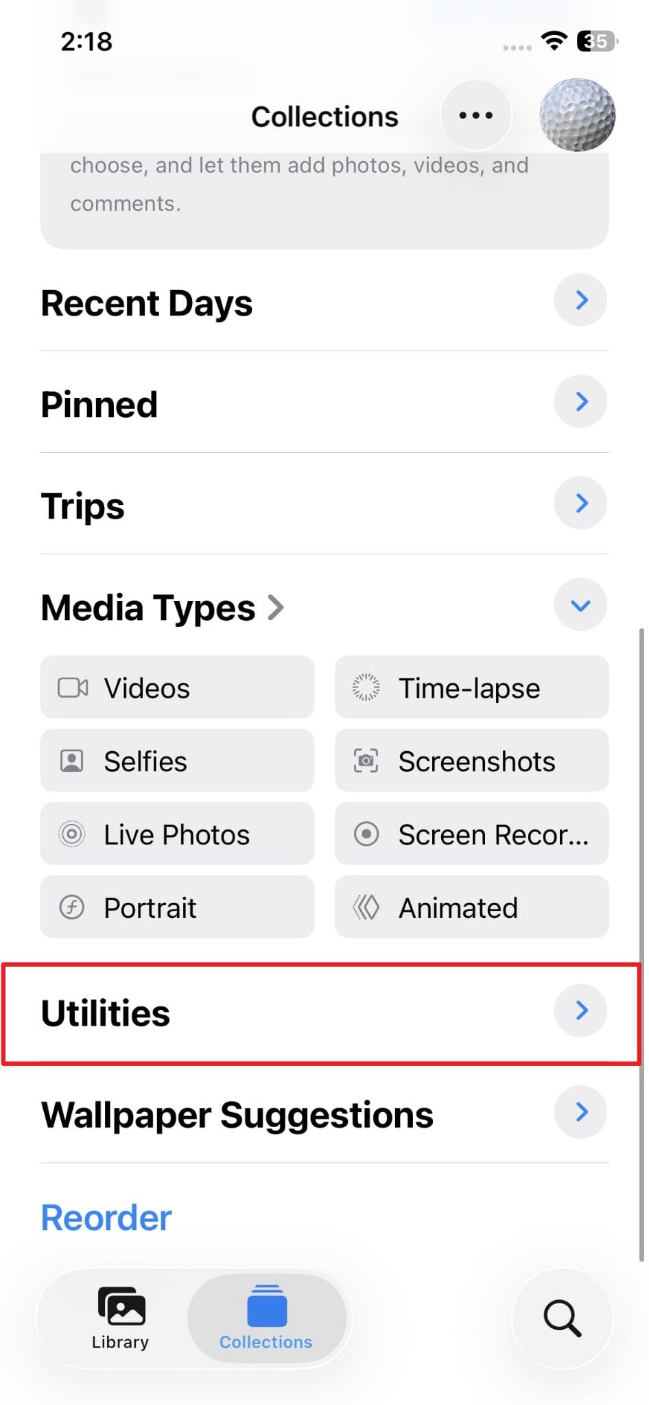 access utilities on photos app