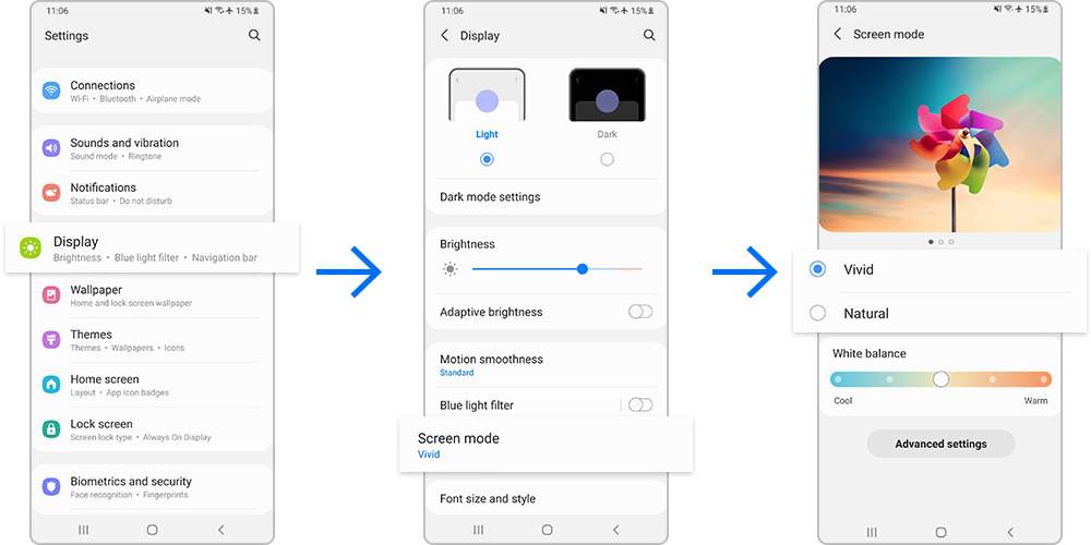 samsung adjust display setting