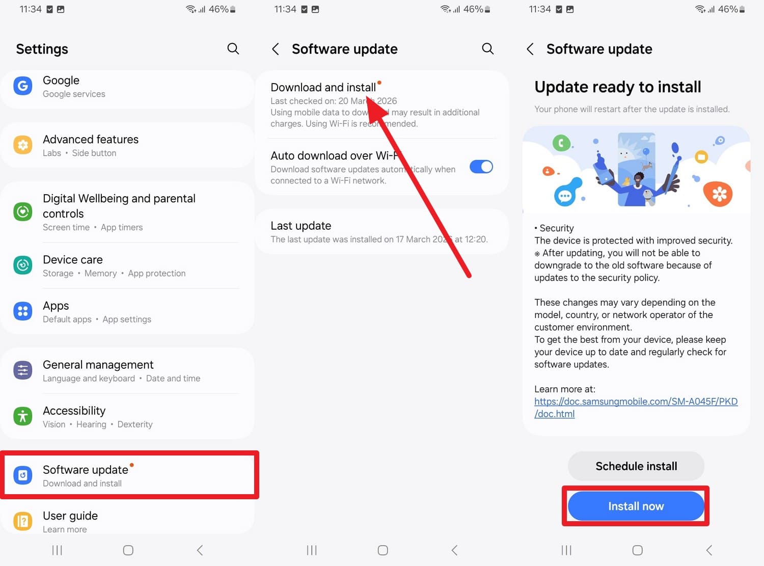 install the updates