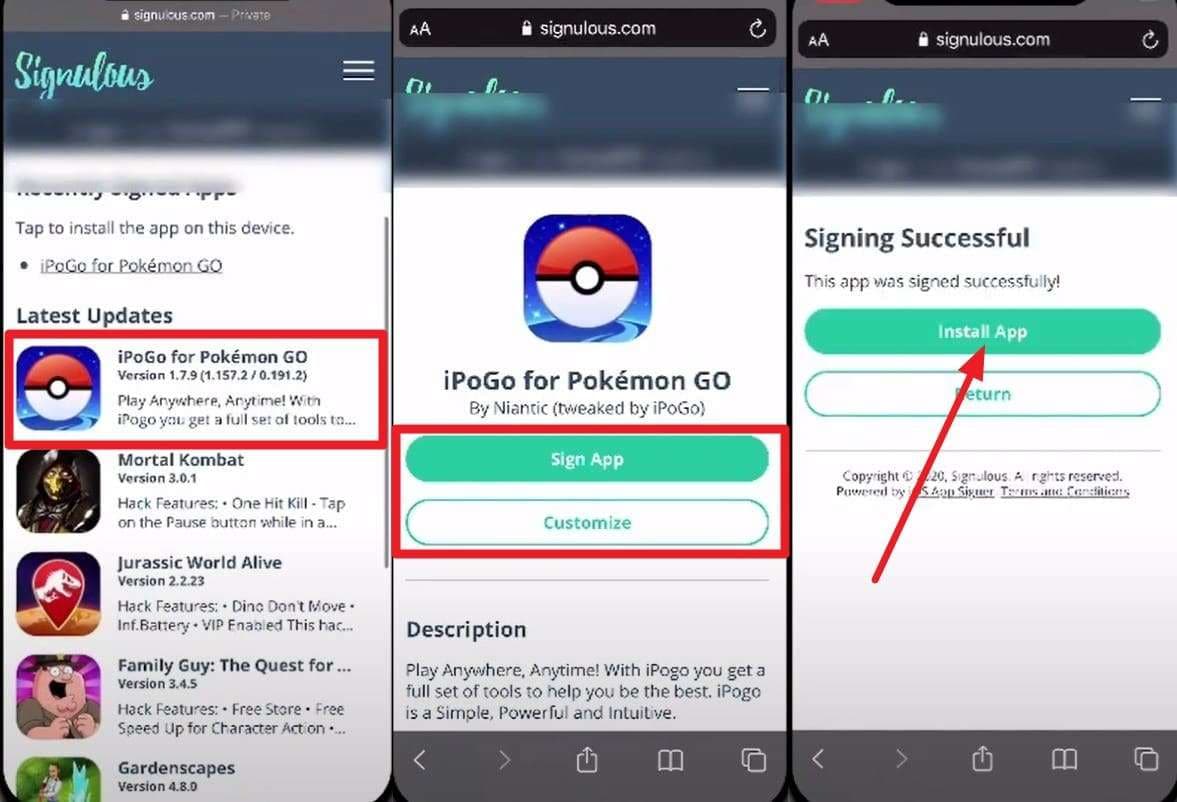 pick install app on signulous