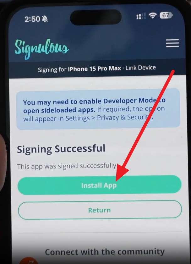 pick the install app button