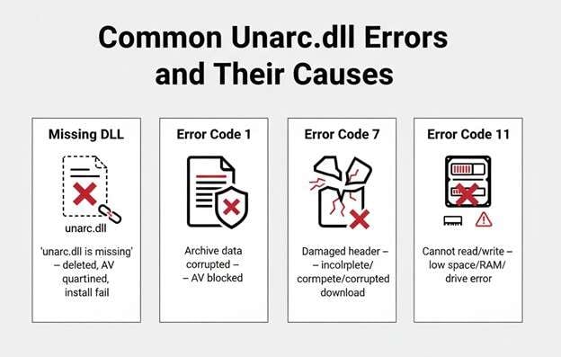 unarc dll errors and causes