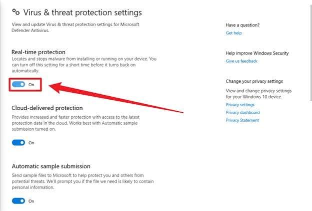 disable real-time protection