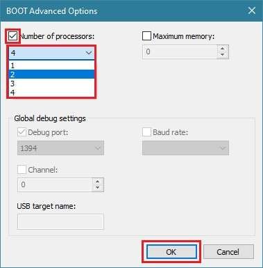 choose numbers of processors