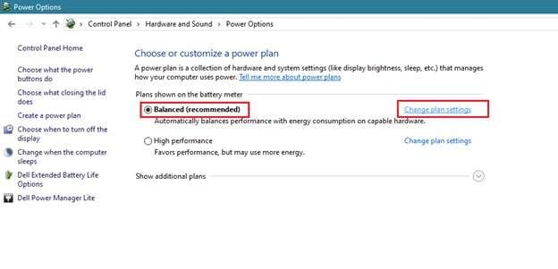 select and adjust balanced power plan