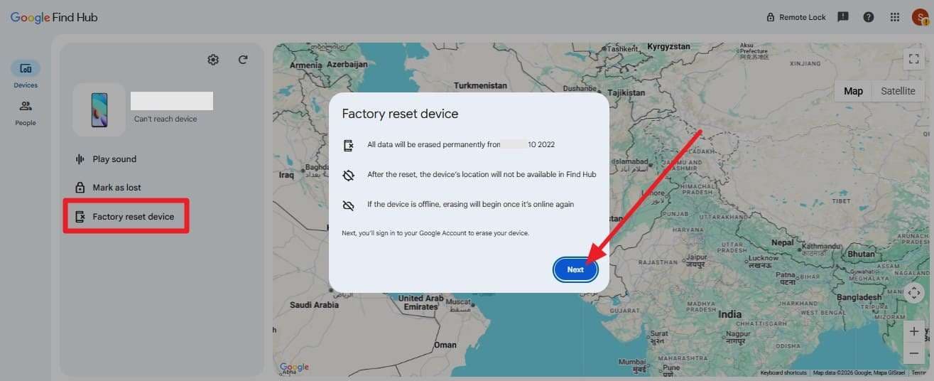 tap the next button