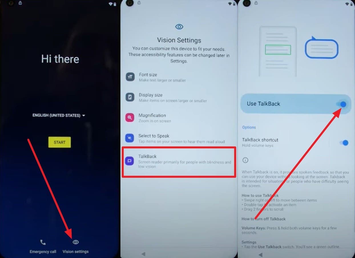 access the talkback option