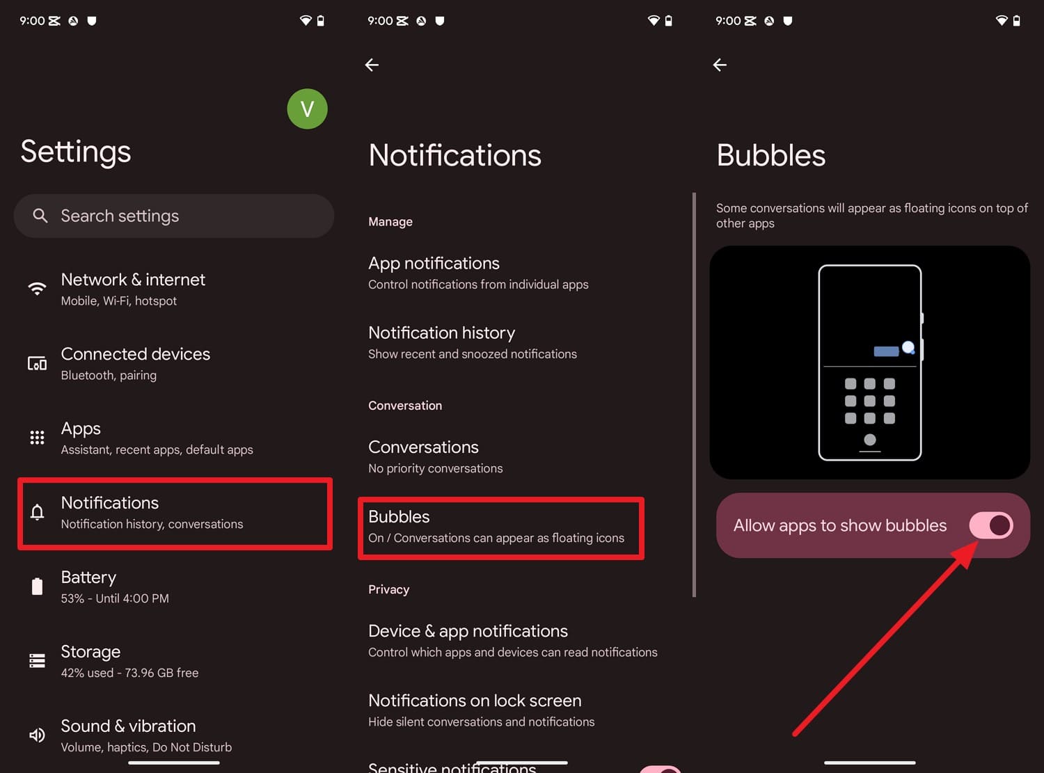 tap to allow bubbles