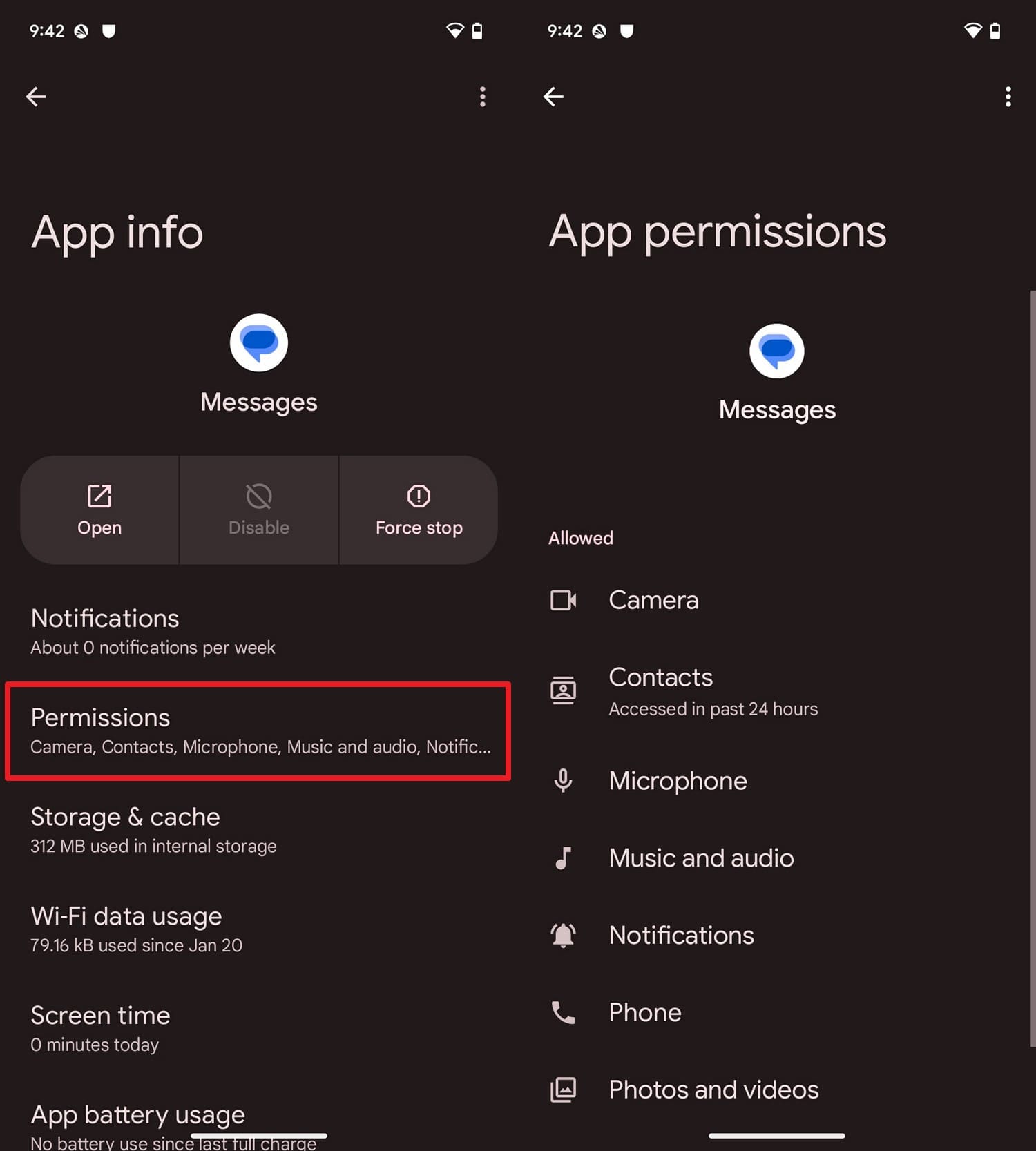 go to permissions option