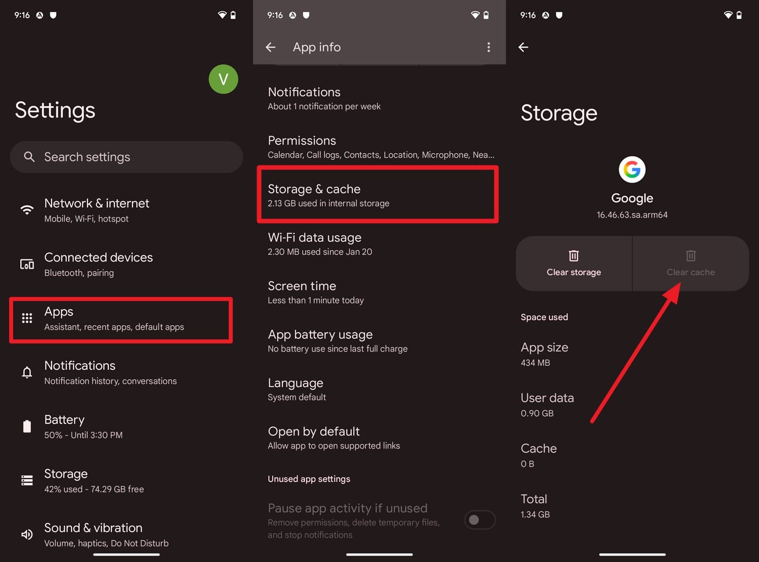 clear the app cache