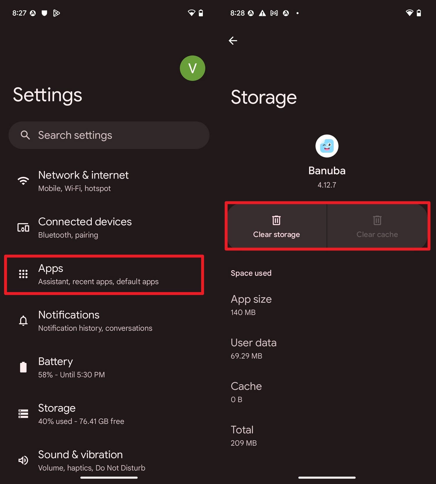 tap the cleanup options