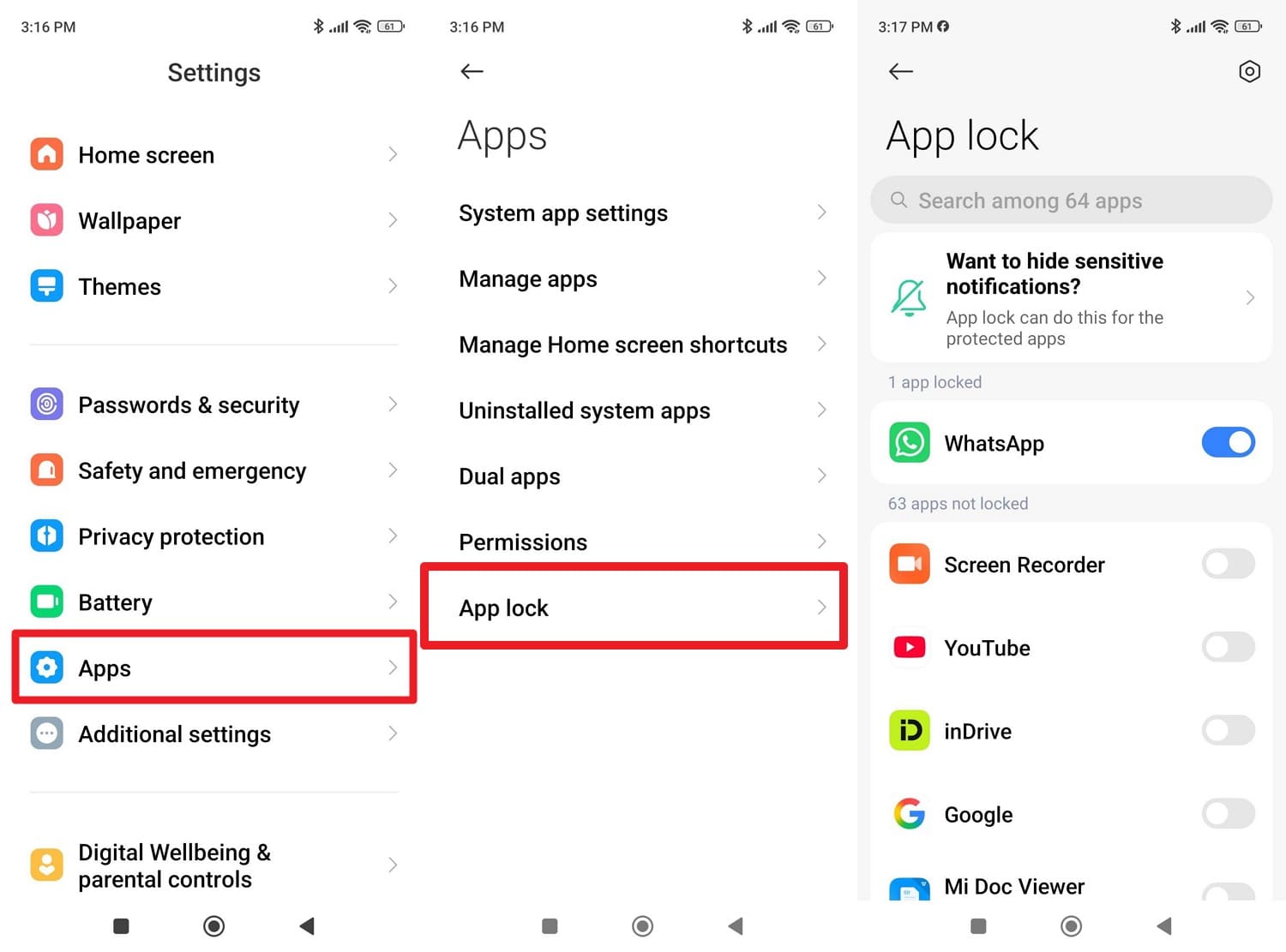 disable the app lock