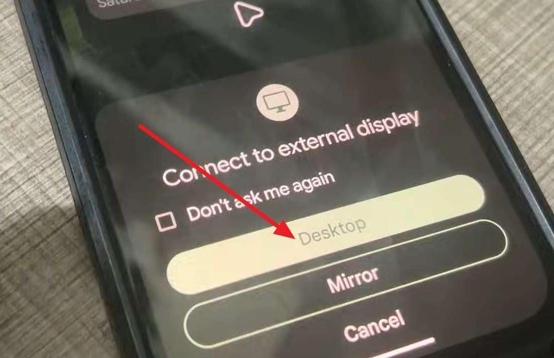 tap the desktop mode