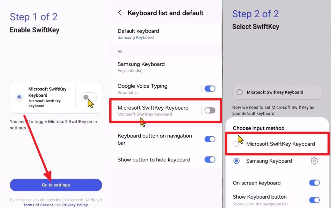 choose to go to settings