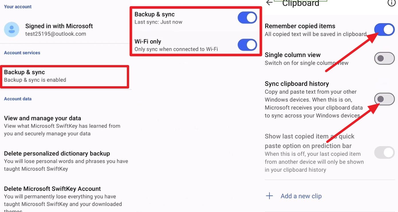 toggle the given options