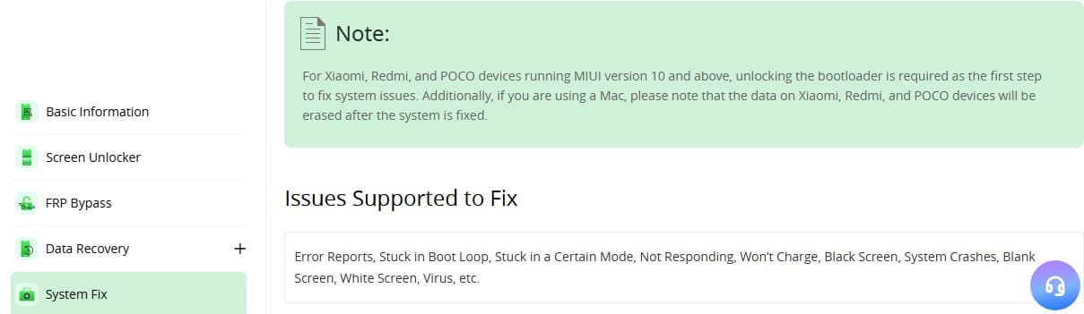 droidkit repair conditions