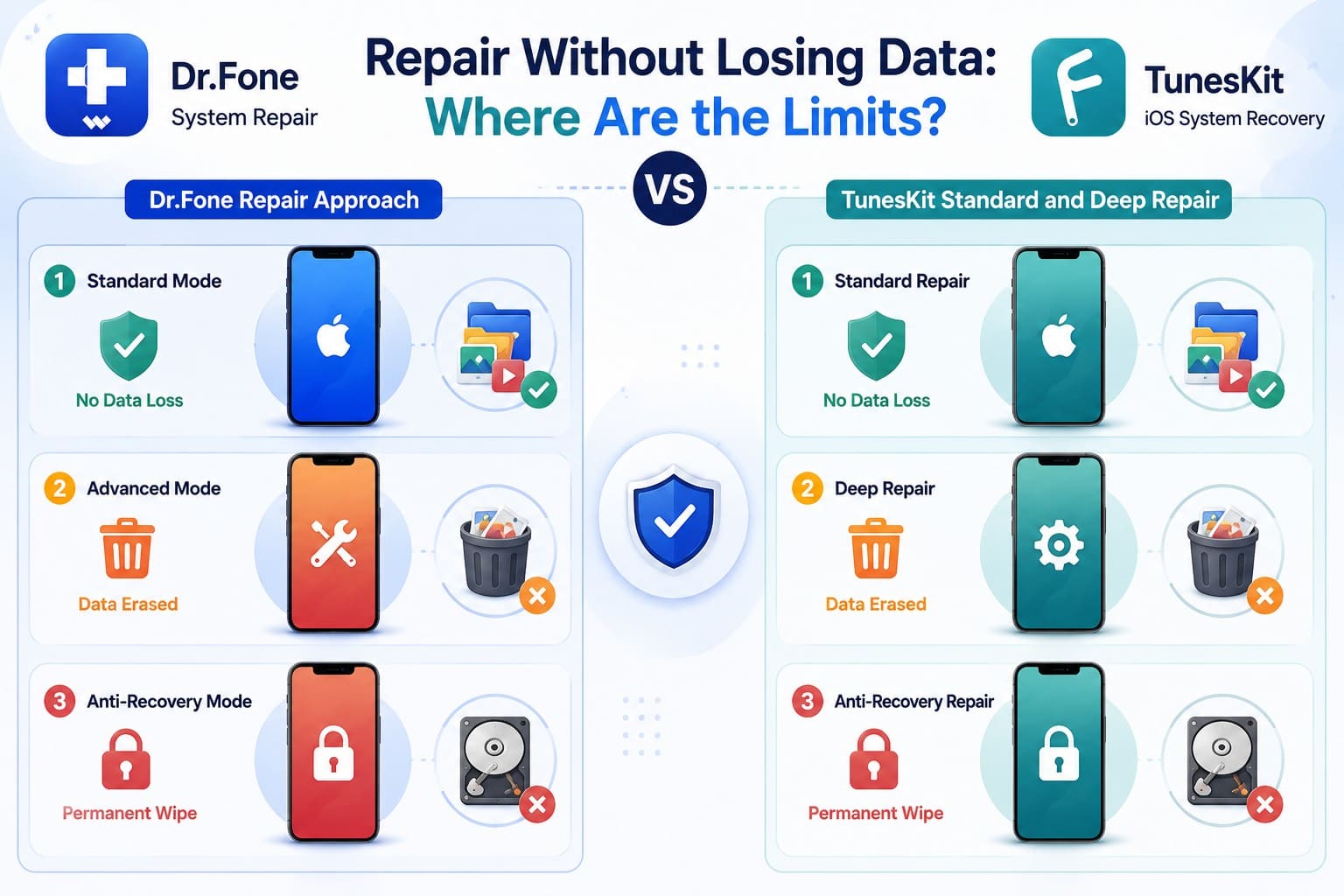 drfone vs tuneskit repair approach