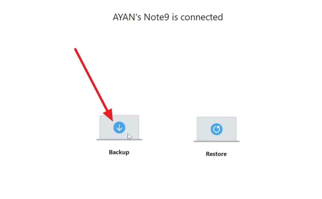 tap the backup