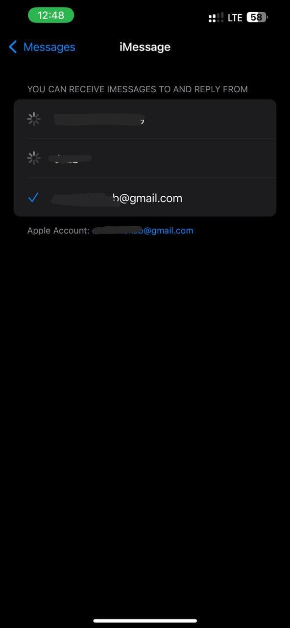 Vérifier Envoi et réception dans les réglages iMessage