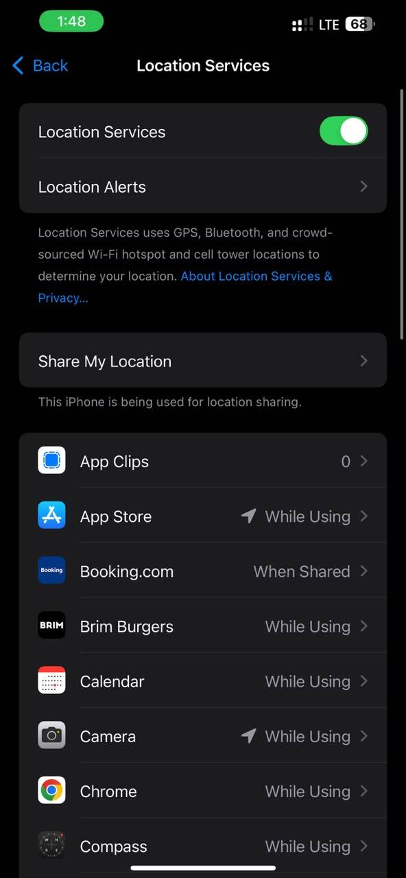 location settings