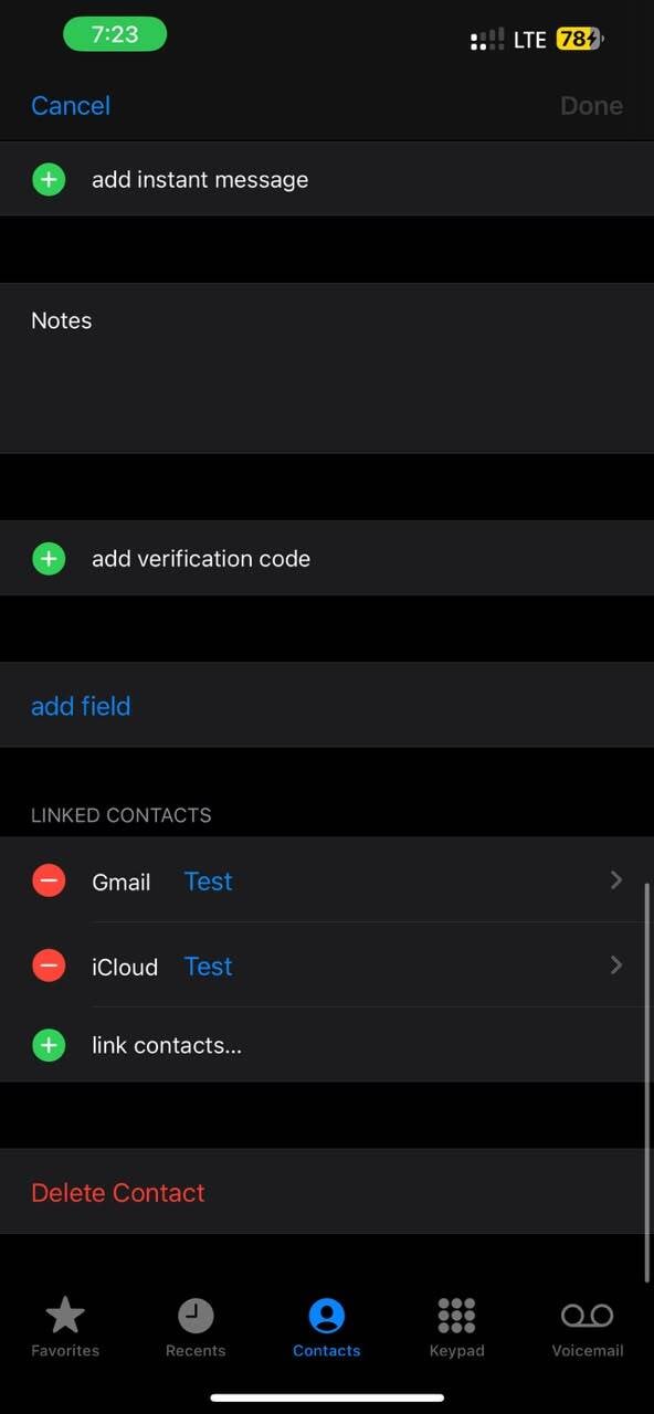 delete contact on iphone