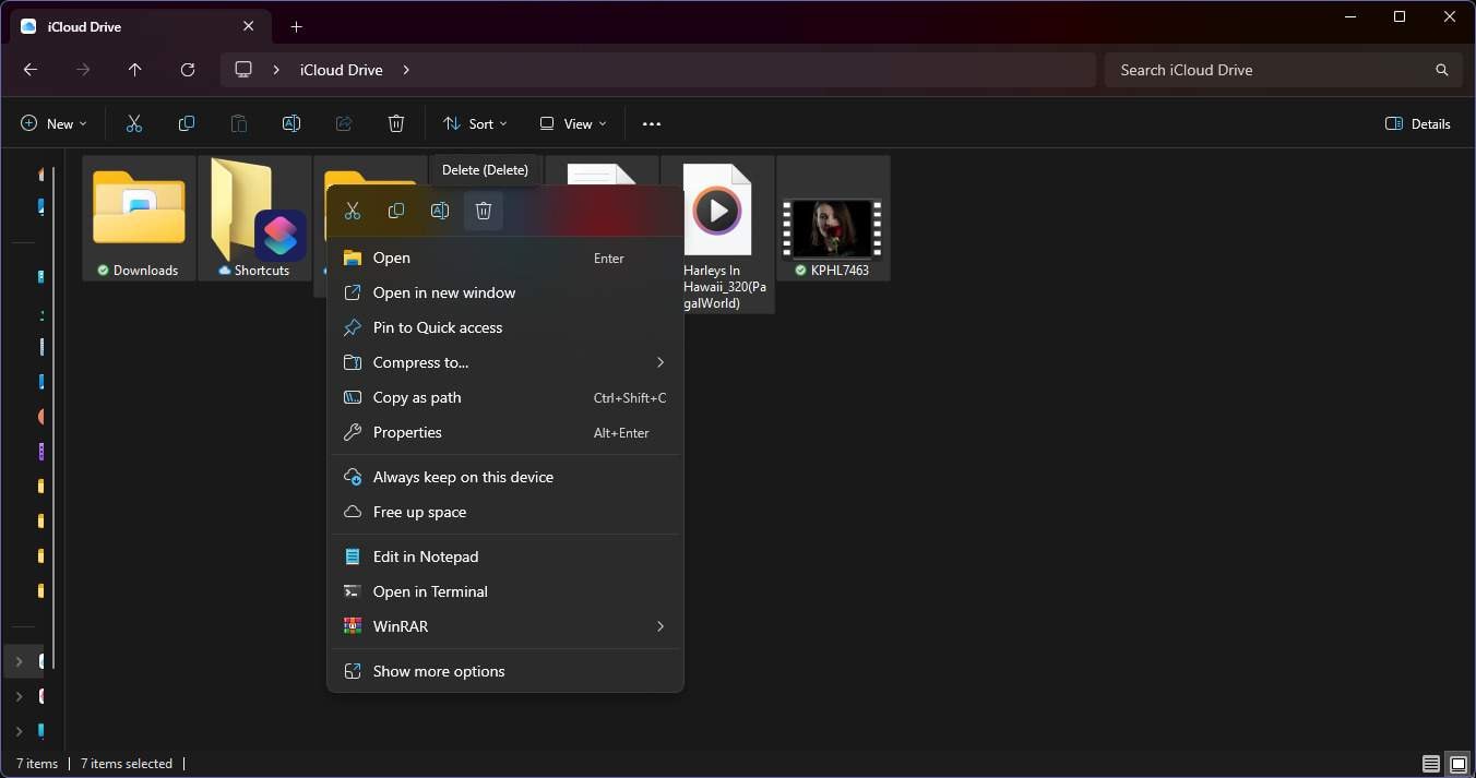 delete multiple files from window