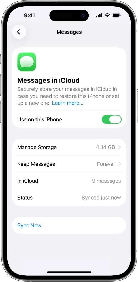enable messages in icloud