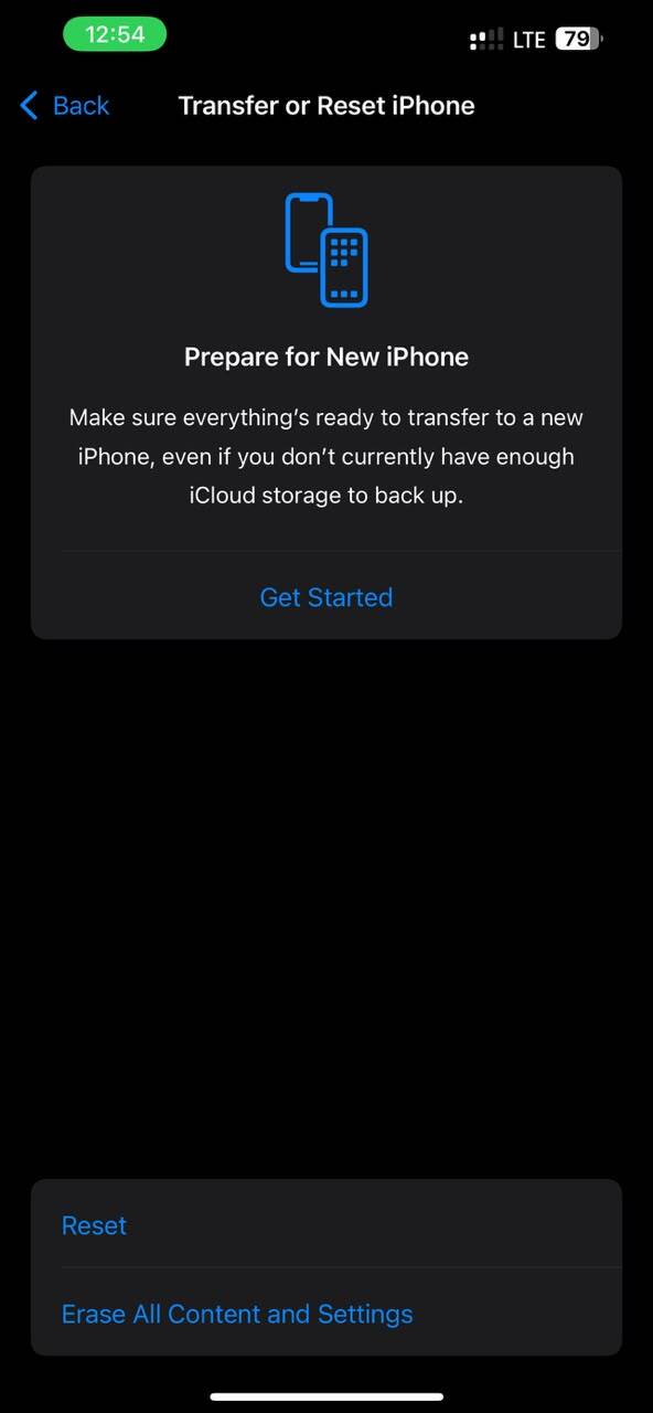 erase all content and settings.