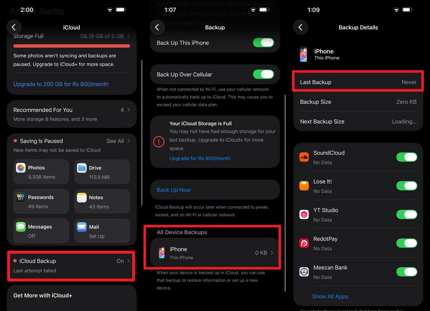 Vérifier la date de la dernière sauvegarde iCloud
