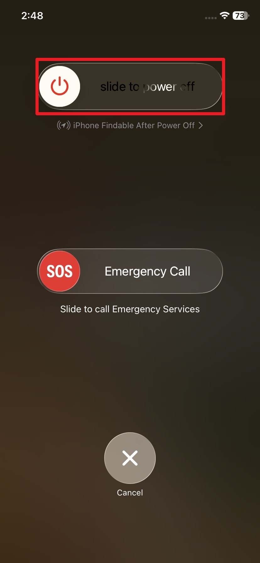 slide to power off