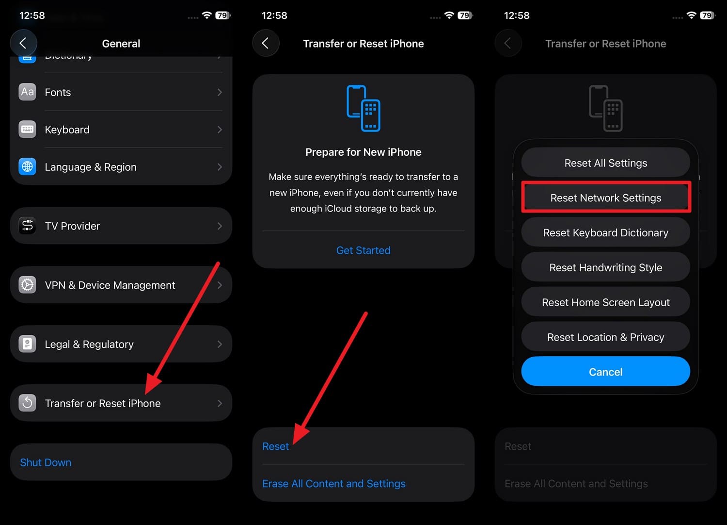 pick reset network settings