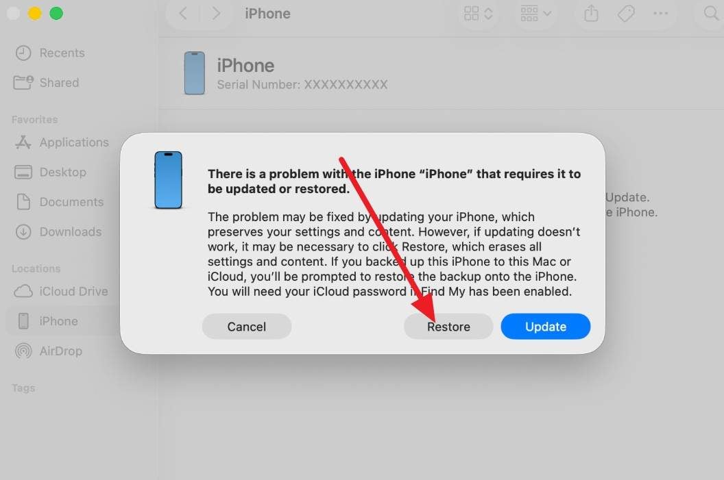 choose the restore option