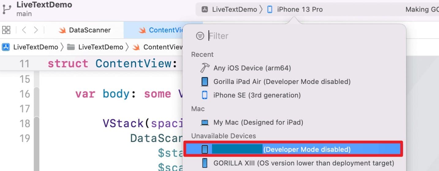 see the developer alert