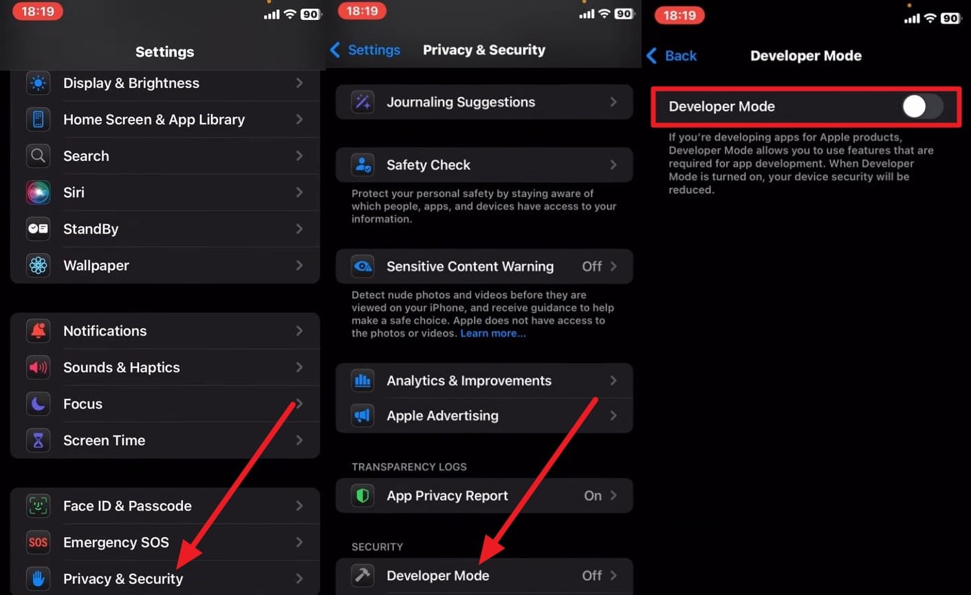 enable the developer mode