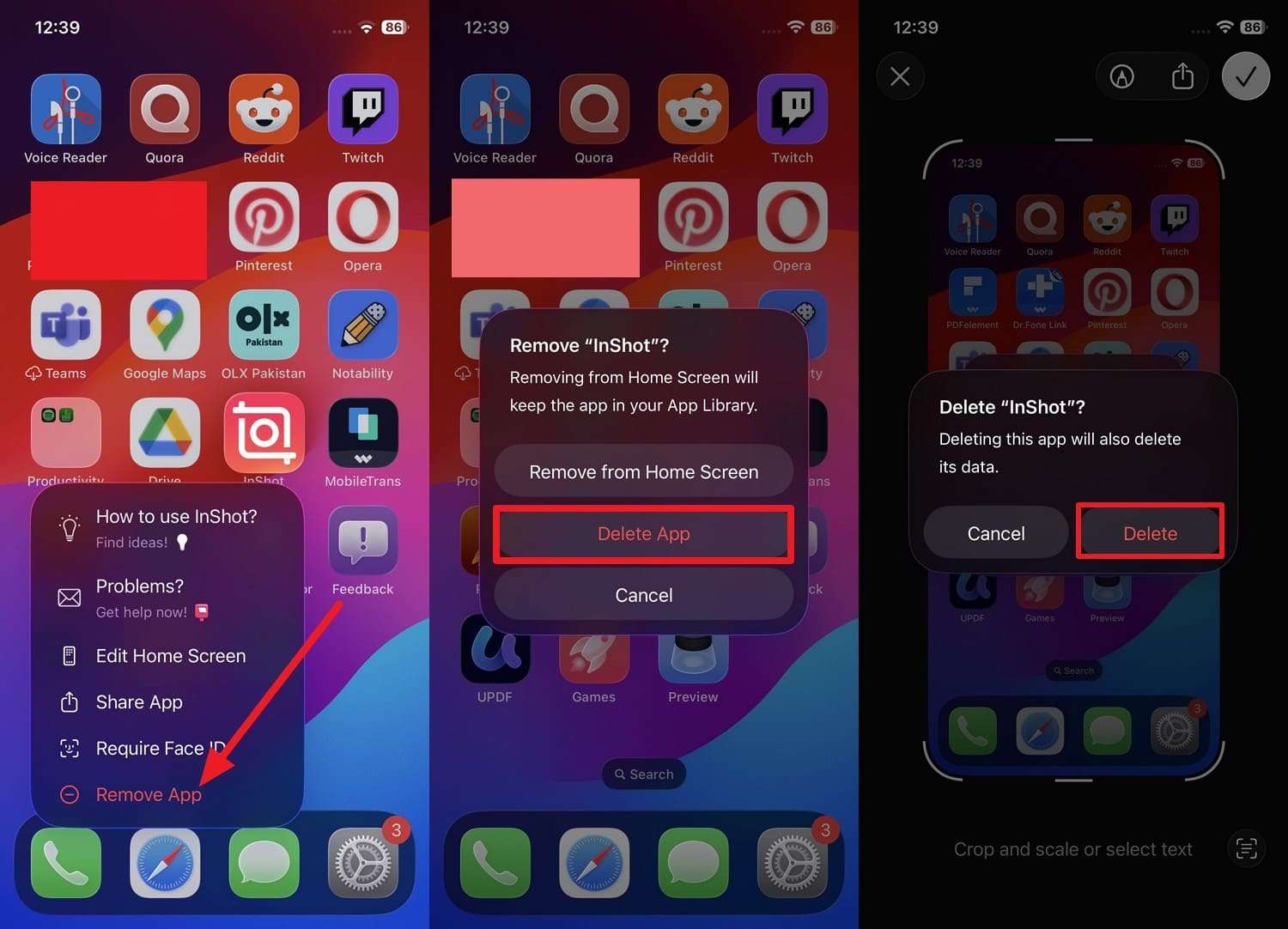 supprimer une app problématique après iOS 27