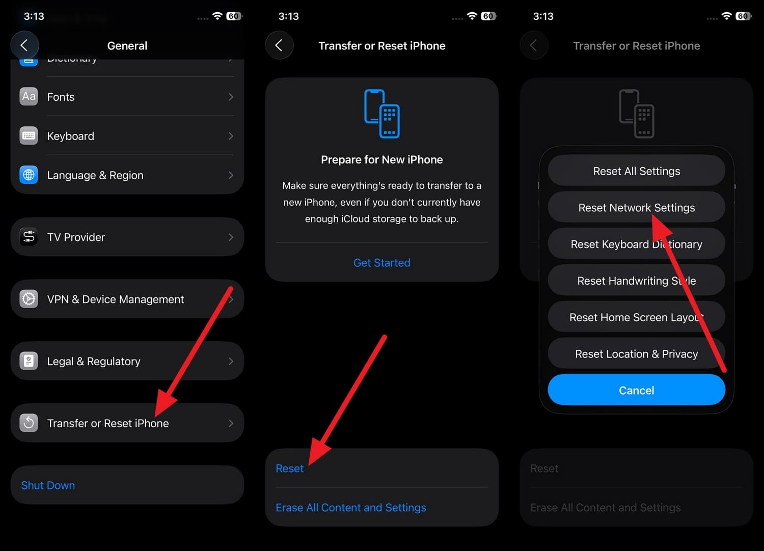 réinitialiser les réglages réseau de l’iPhone