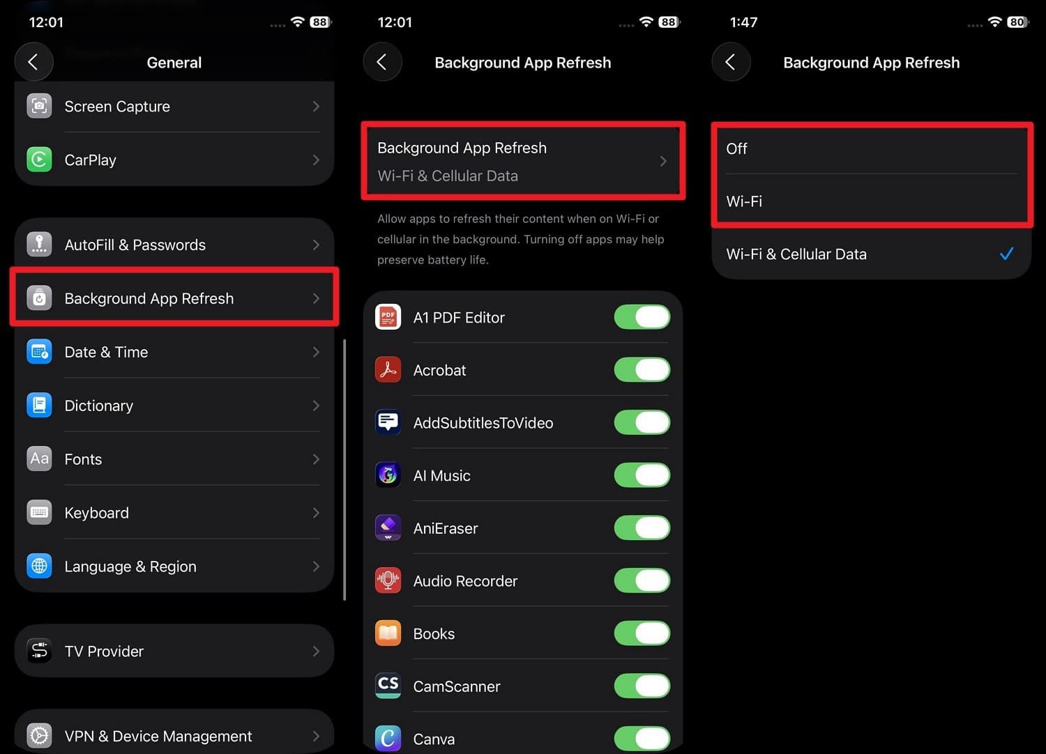 désactiver l’actualisation en arrière-plan sur iOS 27