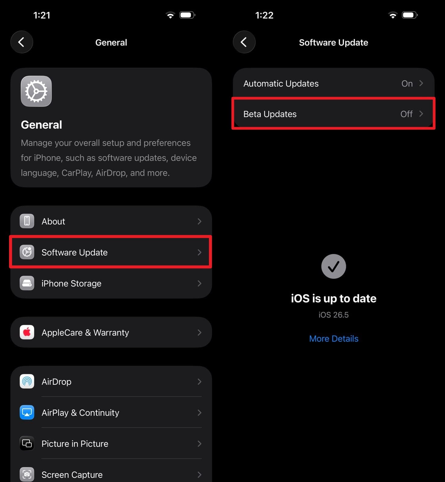 Accéder aux mises à jour bêta iOS 27