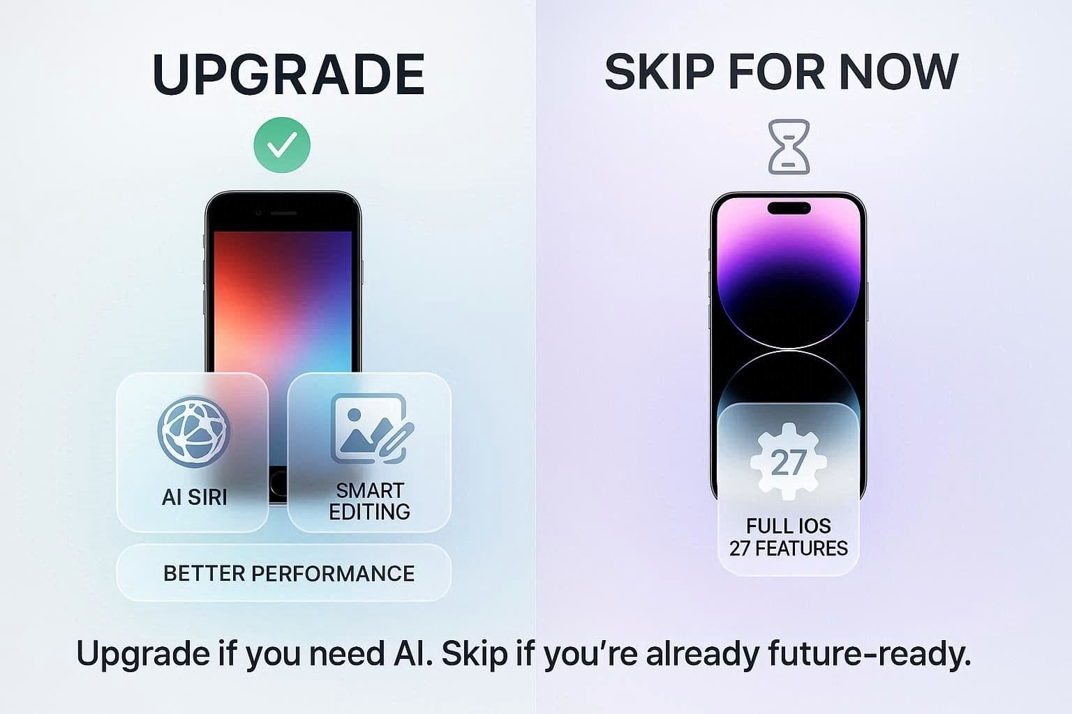 Décider de mettre à jour ou non vers iOS 27