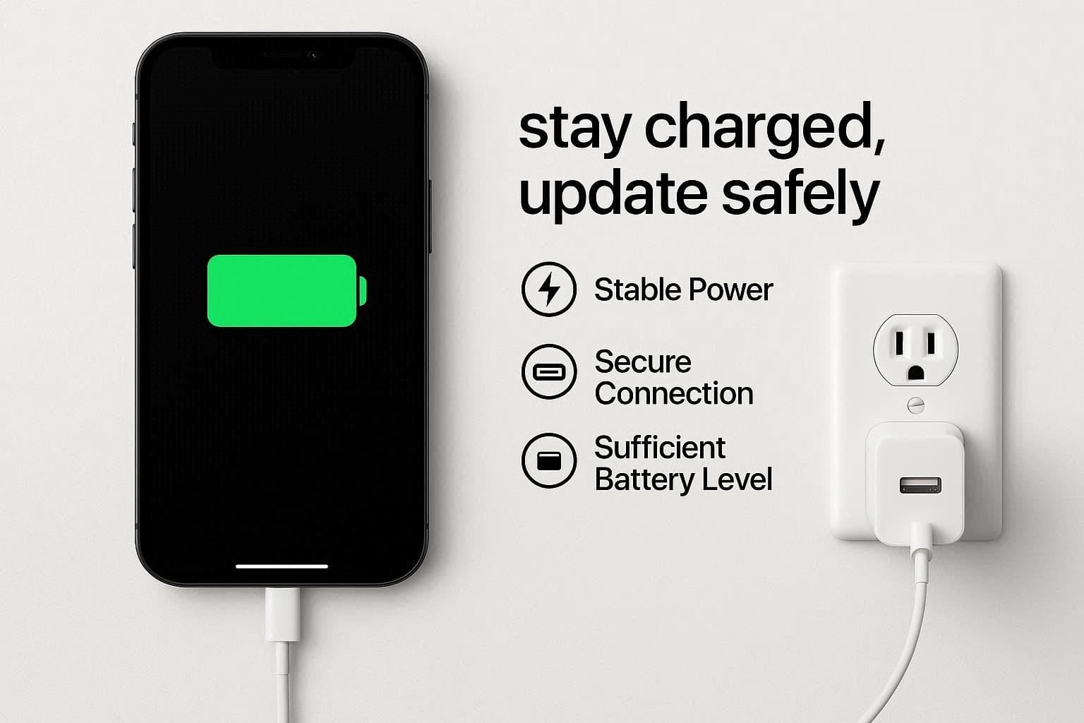 Vérifier batterie et chargeur avant la mise à jour iOS 27