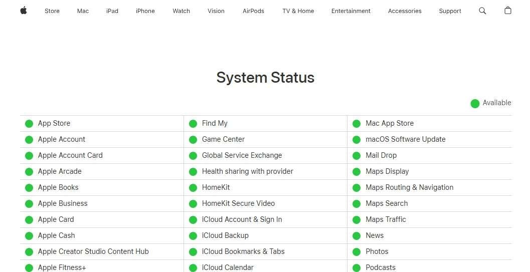 Vérifier l’état des serveurs Apple avant iOS 27
