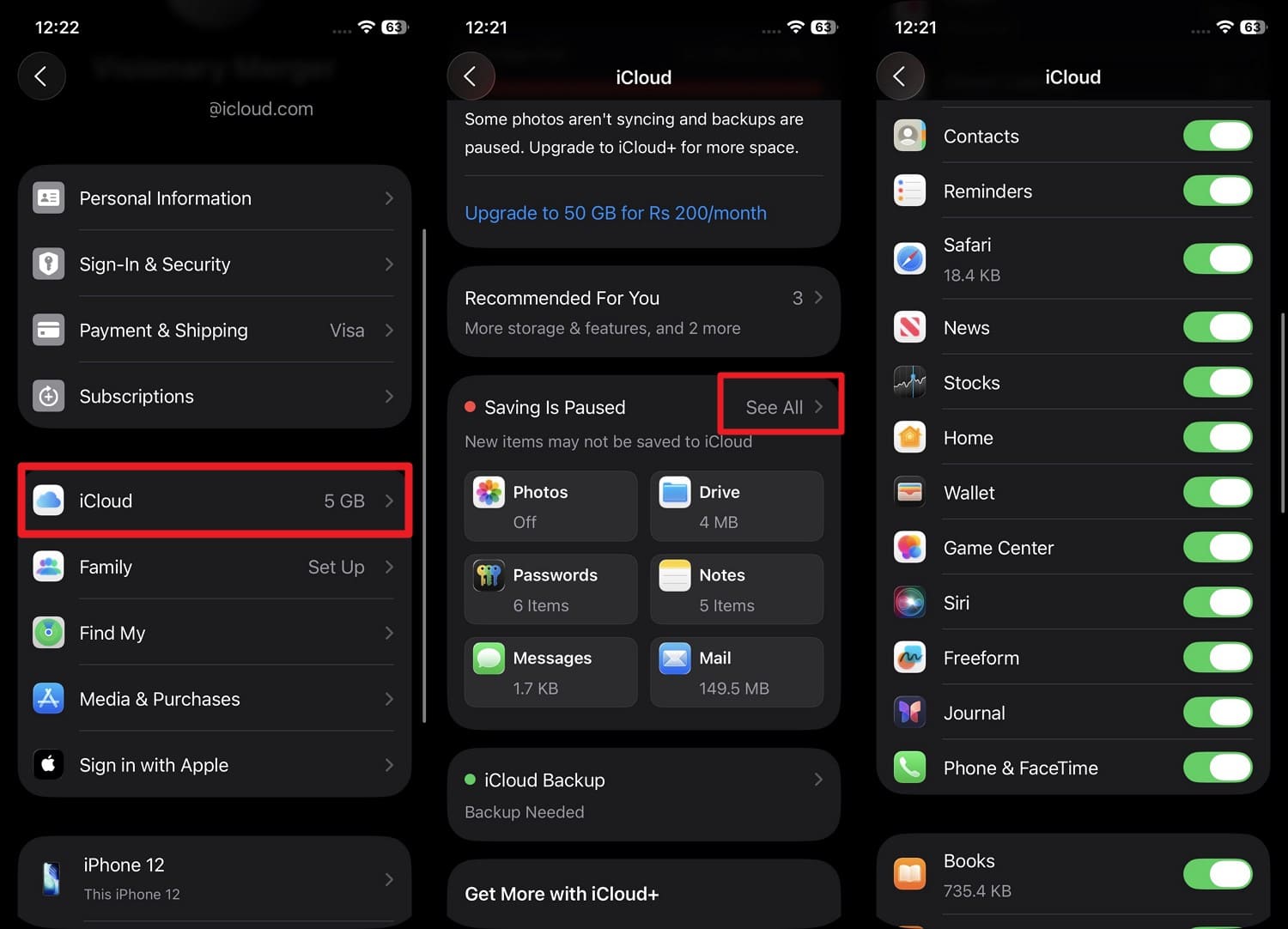 Activer la synchronisation iCloud des applications