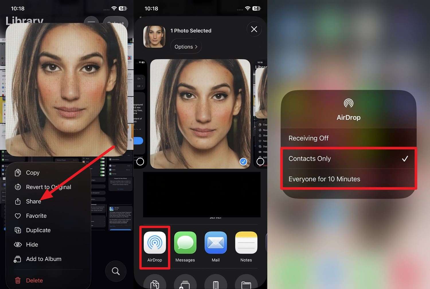 Régler AirDrop sur Contacts uniquement ou Tout le monde pendant 10 minutes